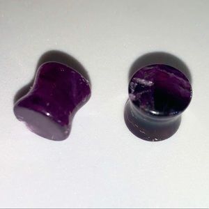 Amethyst Stone Double Flare Ear Plugs